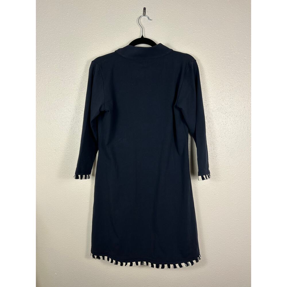Spartina 449 Nora Half Zip Fringe Dress Navy Small Preppy Resort Coastal - Picture 9 of 10